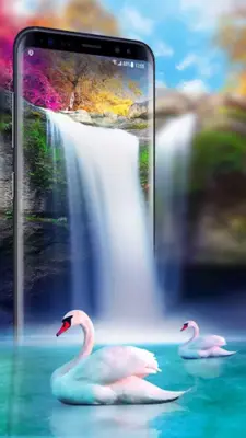 Live Wallpaper Waterfall& Swan android App screenshot 1